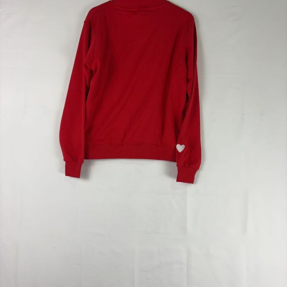 PARKE Red Ribbed Mock Neck Sweatshirt - Picture 4 of 5